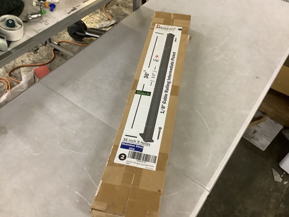 Deck Man 2 Pack Stainless Steel Pre-drilled Intermediate Post/Studdle Pickets for 1/8" Deck Cable Railing, 36" - Image 2 - Lot 346