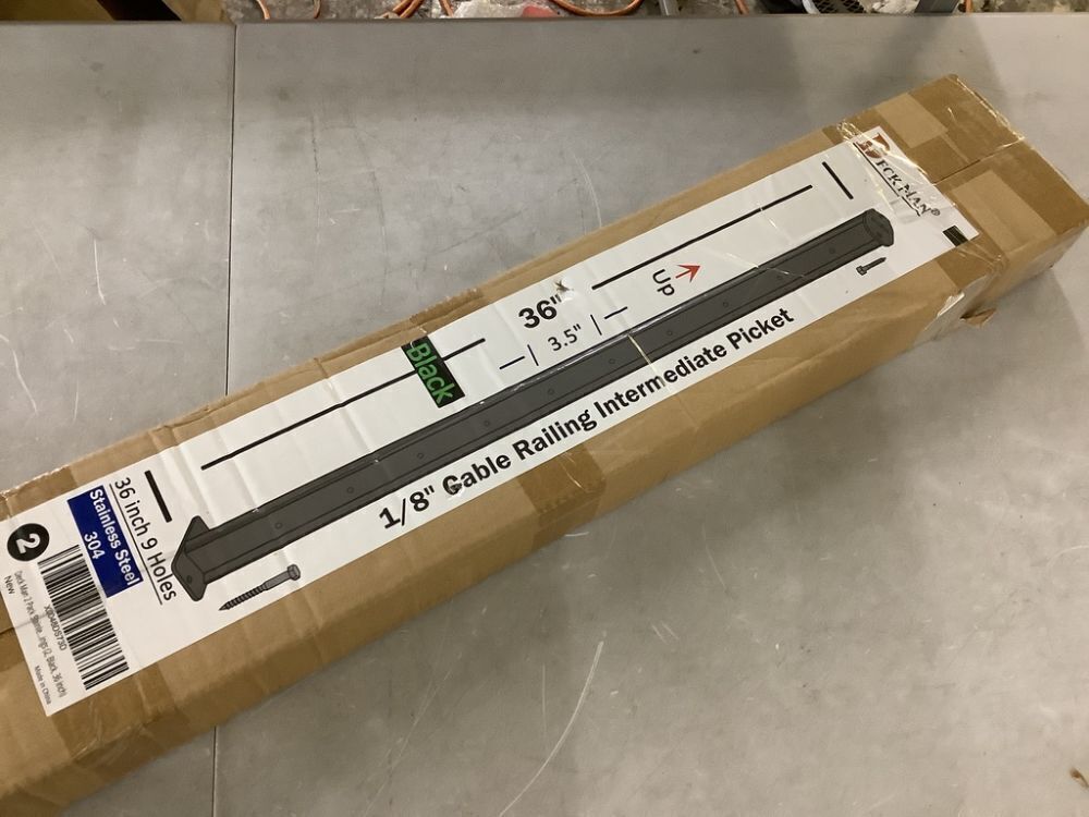 Deck Man 2 Pack Stainless Steel Pre-drilled Intermediate Post/Studdle Pickets for 1/8" Deck Cable Railing, 36" - Image 3 - Lot 346