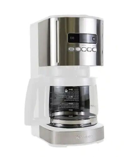 KENMORE Programmable 12-Cup White/Stainless Steel Drip Coffee Maker With Aroma Control and Reusable Filter - Lot 358JF