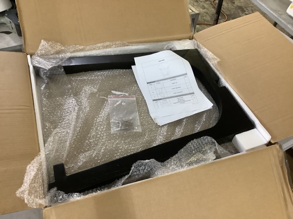 CHRISTOPHER KNIGHT HOME Bradley 22.2 in. Brown and Black Round MDF Plus Solid Wood End Table Side Table with Cross Legs - Missing 1 Screw - Image 1 - Lot 429JF