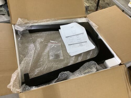 CHRISTOPHER KNIGHT HOME Bradley 22.2 in. Brown and Black Round MDF Plus Solid Wood End Table Side Table with Cross Legs - Missing 1 Screw - Lot 429JF