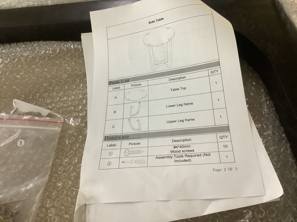 CHRISTOPHER KNIGHT HOME Bradley 22.2 in. Brown and Black Round MDF Plus Solid Wood End Table Side Table with Cross Legs - Missing 1 Screw - Image 3 - Lot 429JF