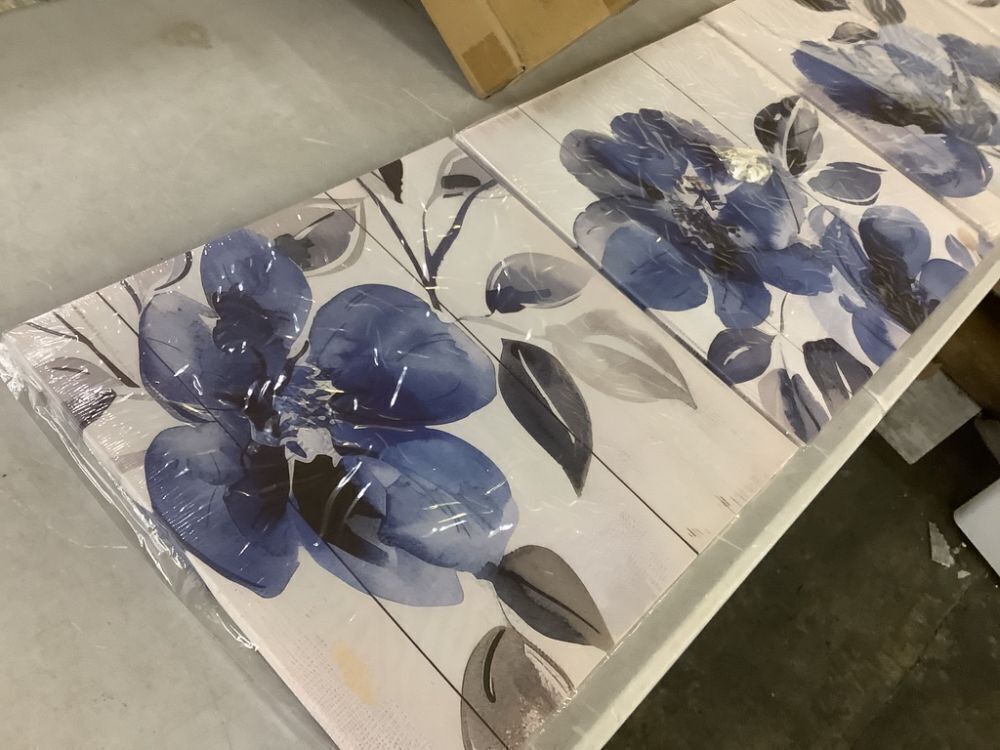 Flower Canvas Wall Art, 4 Pc - Image 2 - Lot 437