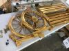 2-Person Rustic Wooden Wagon Wheel Bench w/ Slatted Seat and Backrest - Missing 2 Screws & 2 Washers - Thumbnail 1