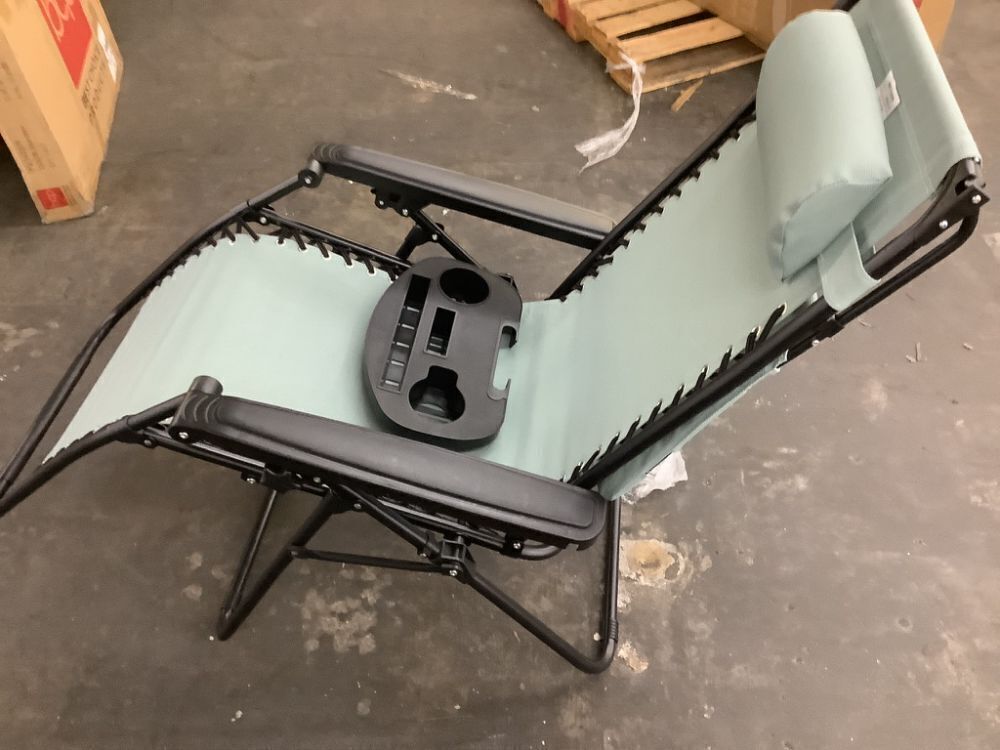 Folding Zero Gravity Recliner Patio Lounge Chair w/ Canopy, Side Tray - Image 5 - Lot 463