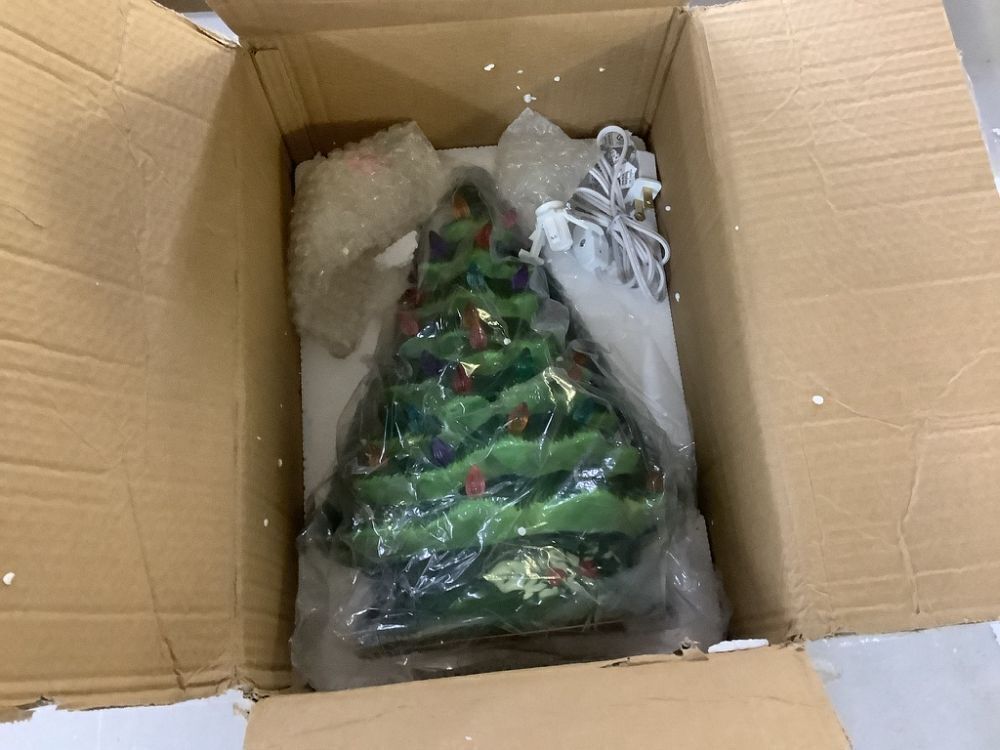 Pre-Lit Ceramic Tabletop Christmas Tree with Lights- 15in - Image 2 - Lot 464