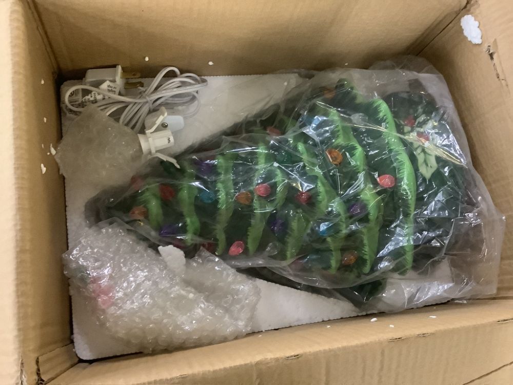 Pre-Lit Ceramic Tabletop Christmas Tree with Lights- 15in - Image 3 - Lot 464