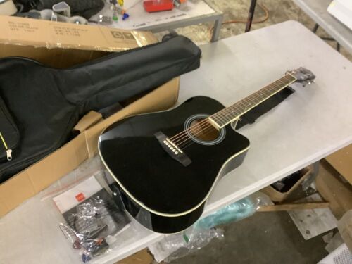 Full Size Beginner Acoustic Guitar Set with Case, Strap, Capo - 41in - Lot 467