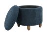 OSP Home Furnishings Lyra Storage Ottoman in Indigo Fabric with Medium Oak Legs - Thumbnail 1