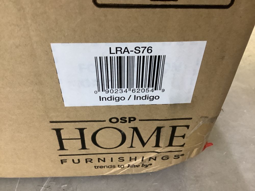 OSP Home Furnishings Lyra Storage Ottoman in Indigo Fabric with Medium Oak Legs - Image 3 - Lot 496JF