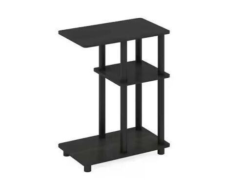 Furinno Turn-N-Tube 19.7 in. Espresso C-Shape Wood Side Table with Shelves - Lot 498JF