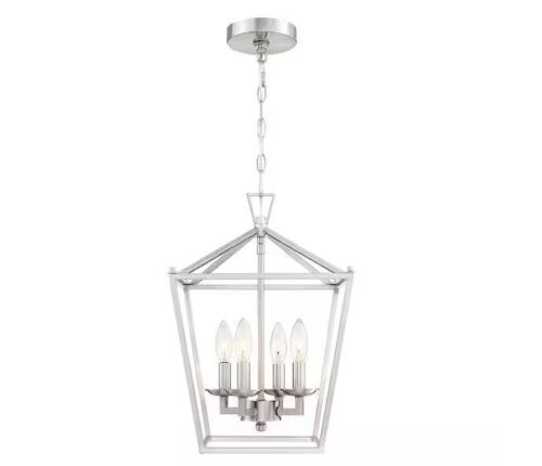 Hukoro Alfa 12 in. 4-Light Brushed Nickle Finish Caged Pendant Light - Lot 500JF