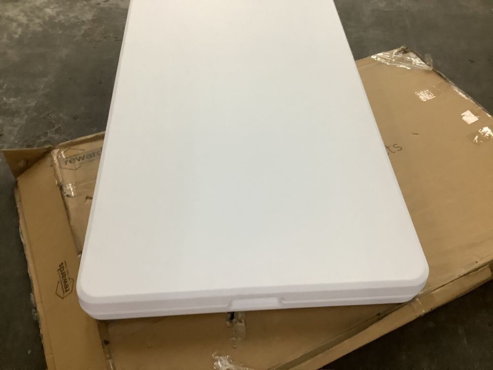 Portable Folding Plastic Dining Table w/ Handle, Lock, 8ft - Small Dent - Image 3 - Lot 556