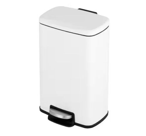 Innovaze 1.3 Gal. Rectangular Matte White Step-On Trash Can with Lids and Inner Bucket - Lot 574JF