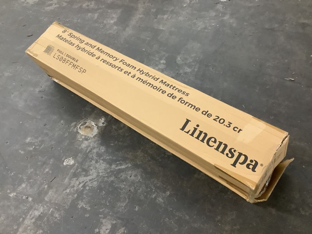 Linenspa 8 Inch Memory Foam and Spring Hybrid Mattress, Full - Image 2 - Lot 592JF