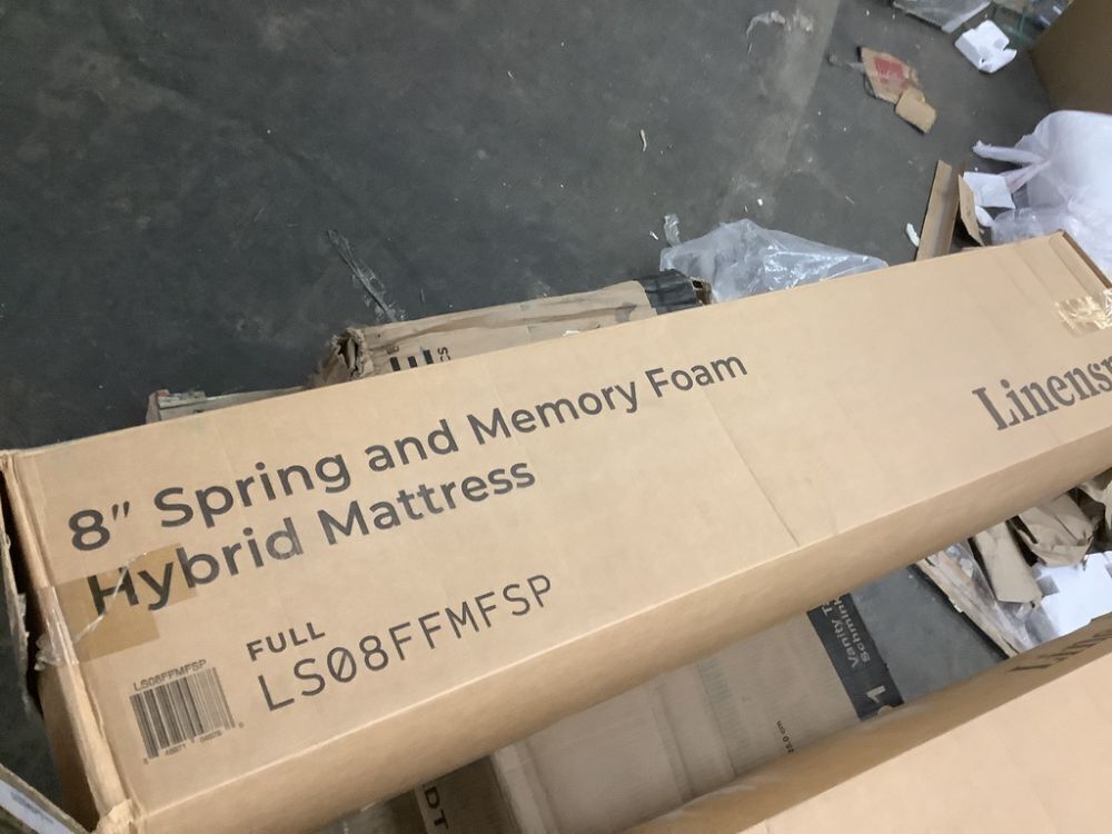 Linenspa 8 Inch Memory Foam and Spring Hybrid Mattress, Full - Image 2 - Lot 630JF