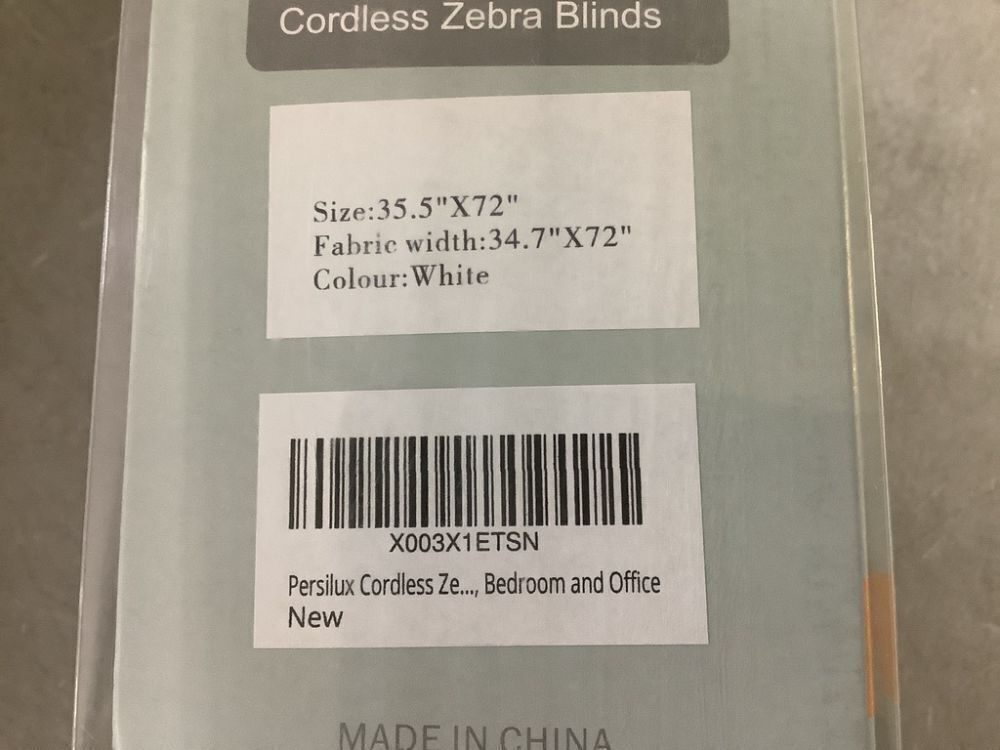 Persilux Cordless Zebra Blinds, 35.5" x 72" - Image 6 - Lot 645