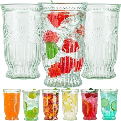 Embossed Design Drinking Glasses, 6pc - Lot 659
