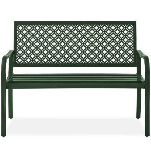 Indoor Outdoor Steel Bench w/ Geometric Backrest, Foot Levelers - Lot 694