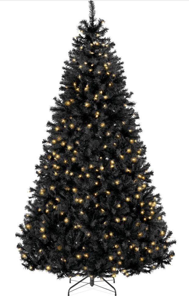 4.5' Pre-Lit Artificial Black Christmas Tree w/ Incandescent Lights, Metal Stand - Image 1 - Lot 713
