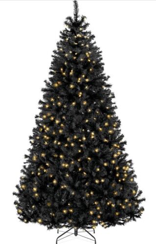 4.5' Pre-Lit Artificial Black Christmas Tree w/ Incandescent Lights, Metal Stand - Lot 713