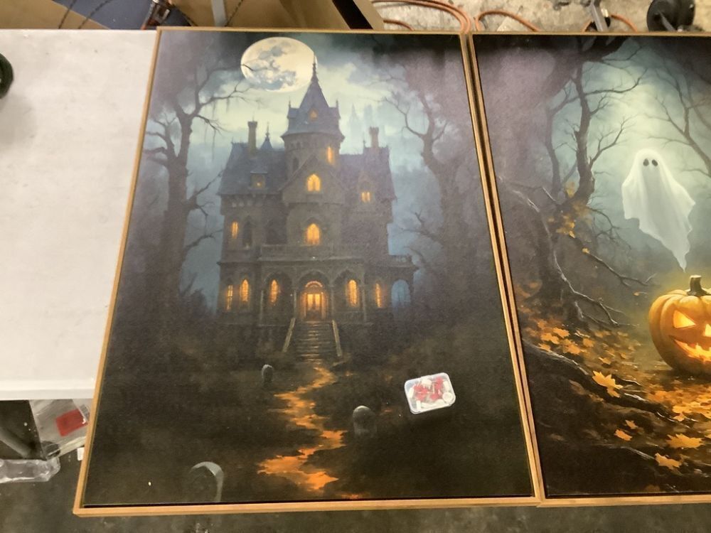 Halloween Framed Canvas Wall Art, 3pc - Image 2 - Lot 731