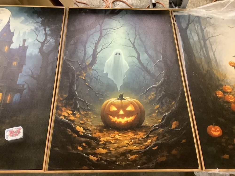 Halloween Framed Canvas Wall Art, 3pc - Image 3 - Lot 731