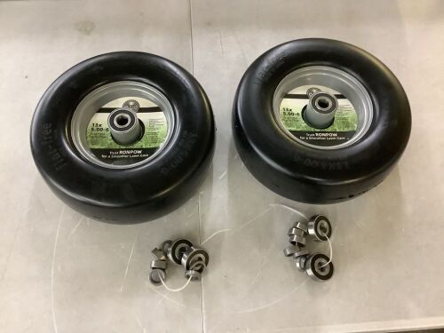 13x5.00-6 Flat Free Lawn Mower Tire and Wheel, Set of 2 - Lot 735