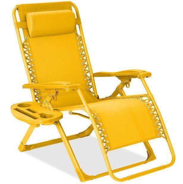 Monochromatic Zero Gravity Patio Chair Recliner w/ Side Tray, Headrest - Image 1 - Lot 751
