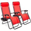 Set of 2 Adjustable Zero Gravity Patio Chair Recliners w/ Cup Holders - Thumbnail 1