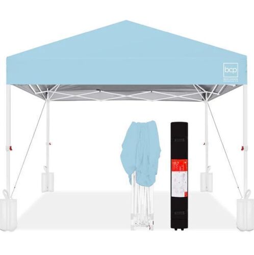 One-Person Setup Instant Pop Up Canopy w/ Case, 4 Weight Bags - 10x10ft - Lot 767