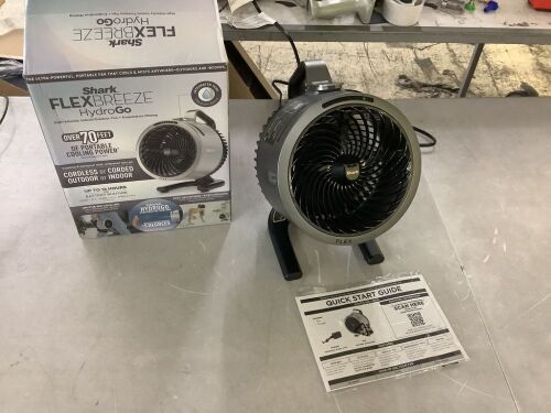 Shark FlexBreeze HydroGo 8.4 in. 5-Fan Speeds Personal Misting Portable Fan in Dark Grey with Ultra-Quiet Cooling - Lot 776JF