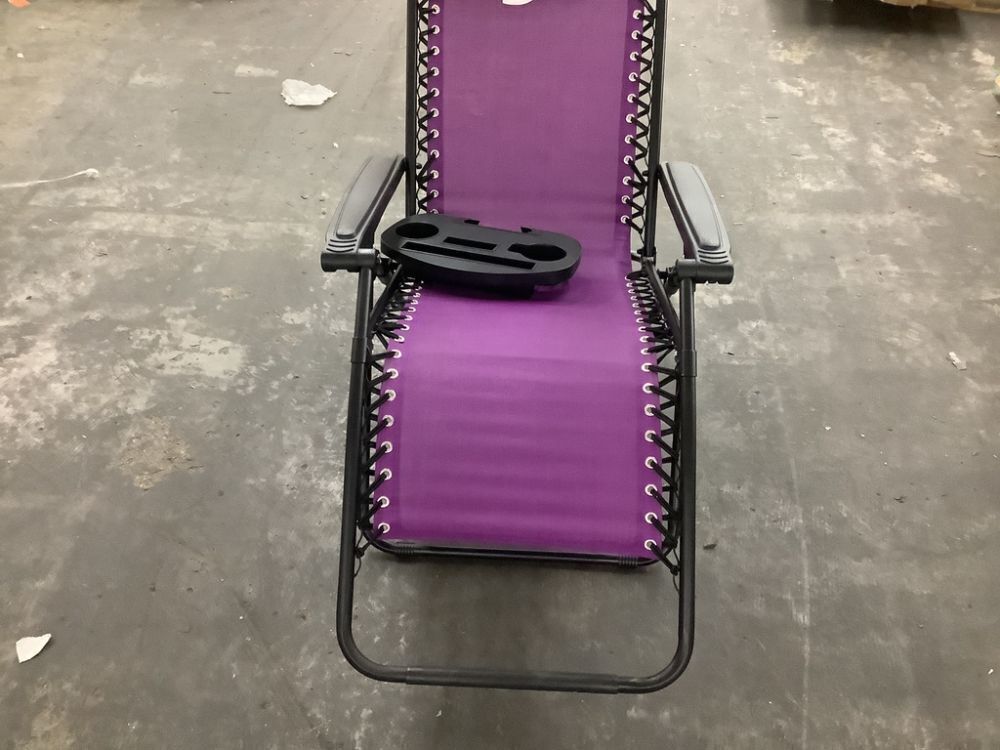 Folding Zero Gravity Recliner Patio Lounge Chair w/ Canopy, Side Tray - Image 3 - Lot 778