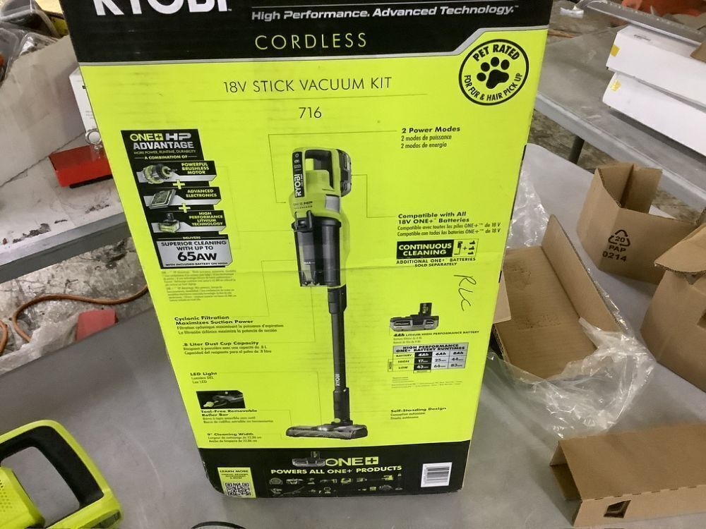 RYOBI ONE+ HP 18V Cordless Pet Stick Vacuum Cleaner Kit with 4.0 Ah HIGH PERFORMANCE Battery and Charger - Image 10 - Lot 88JF