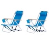 Winado Portable 2 Pack Blue Steel Folding Adjustable Headrest Beach Chair - Thumbnail 1