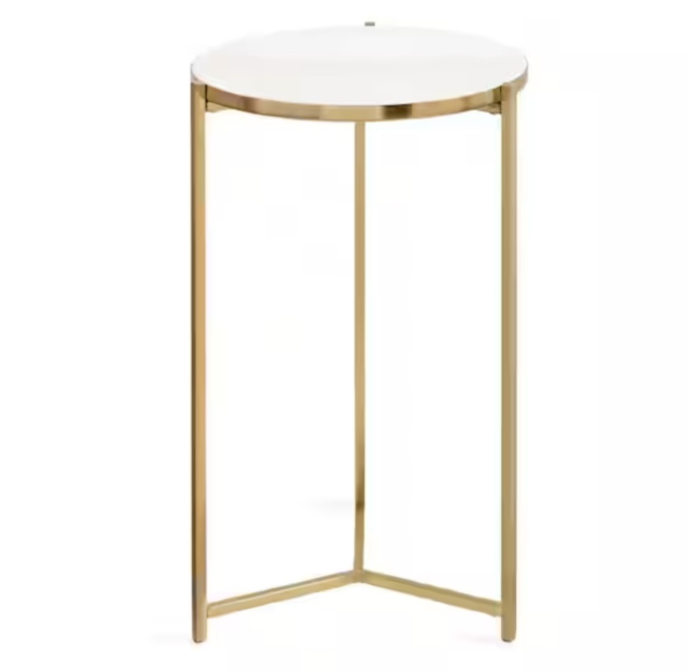 Kate and Laurel Aguilar 15 in. Gold Round Marble End Table - Image 1 - Lot 588JF