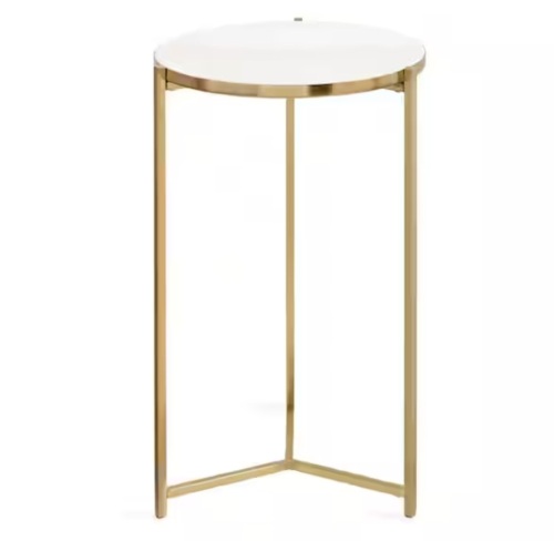 Kate and Laurel Aguilar 15 in. Gold Round Marble End Table - Lot 588JF