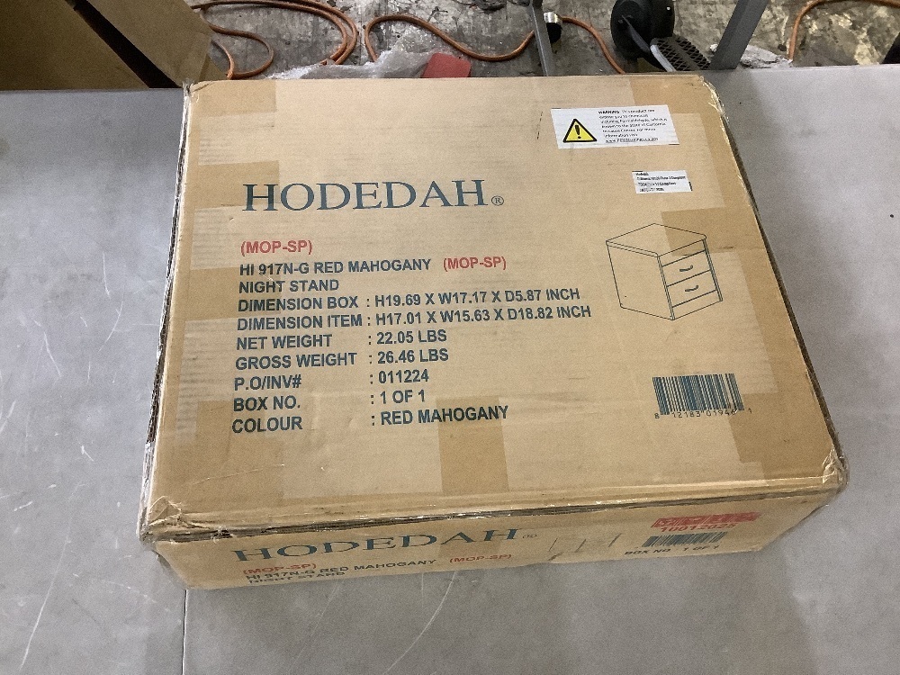 Hodedah 2-Drawer Mahogany Nightstand 19 in. x 17 in. x 15.5 in. - Image 2 - Lot 281JF