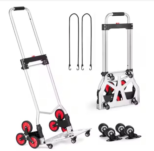 260 lbs. Stair Climbing Cart, Heavy-Duty Folding Dolly with Telescoping Handle, 10 Wheels and 2 Elastic Ropes - Lot 285JF