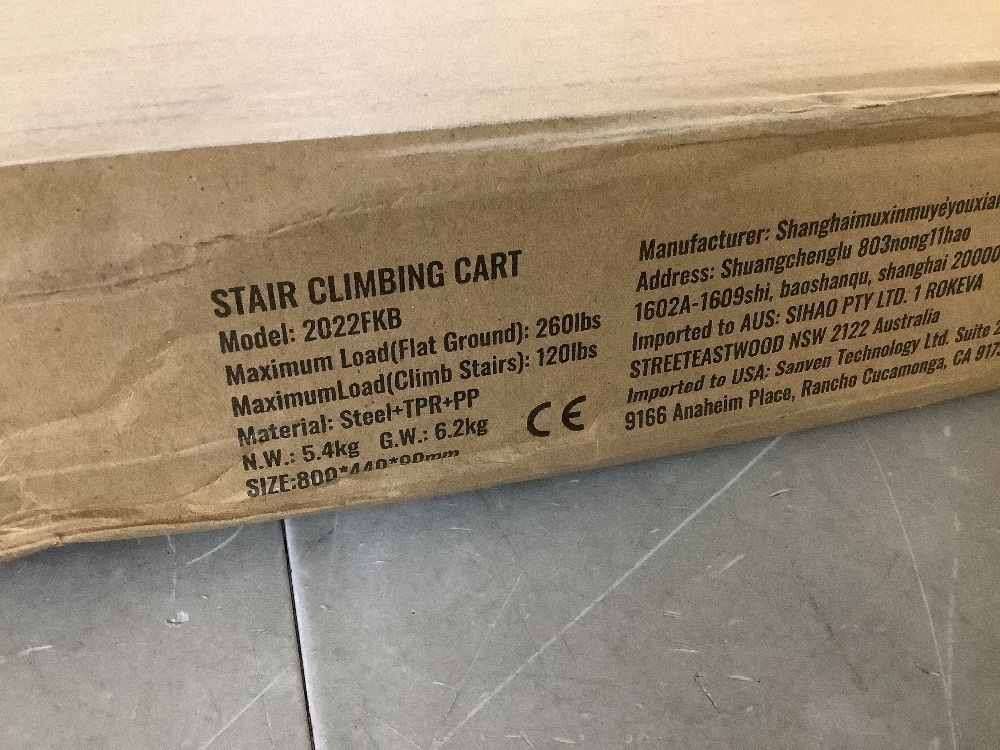 260 lbs. Stair Climbing Cart, Heavy-Duty Folding Dolly with Telescoping Handle, 10 Wheels and 2 Elastic Ropes - Image 3 - Lot 285JF