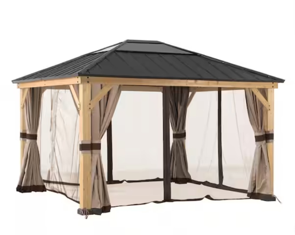 Sunjoy Universal Curtains and Mosquito Netting for 13 ft. x 15 ft. Wood Gazebos - Image 1 - Lot 286JF