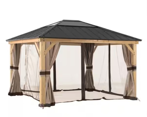 Sunjoy Universal Curtains and Mosquito Netting for 13 ft. x 15 ft. Wood Gazebos - Lot 286JF