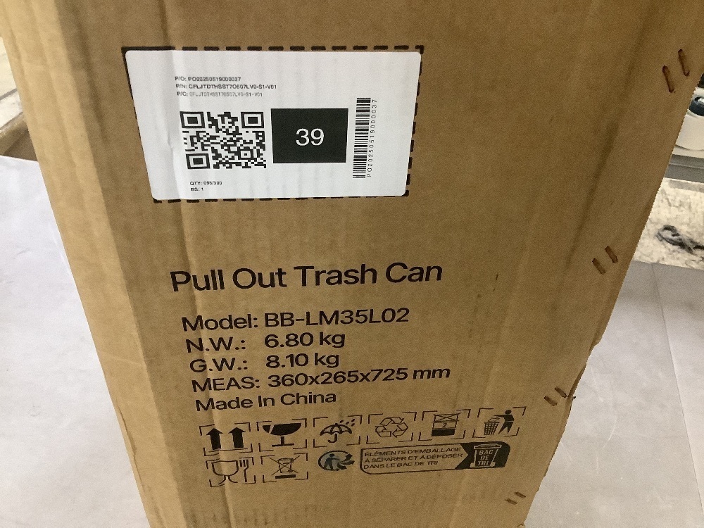 Pull Out Double Trash Can 35 qt. x 2 with Door Mount Kit, Soft Close Slides, Under Cabinet Waste Bin for Sink (Grey) - Image 3 - Lot 289JF