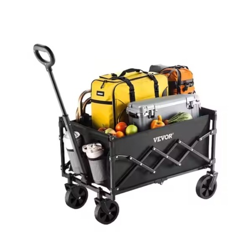 Vevor 1.96 cu ft., Steel, Collapsible Wagon Garden Carts, All-Terrain Wheels, Heavy Duty Outdoor Utility Cart, Black - Lot 303JF