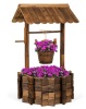Rustic Wooden Wishing Well Planter Yard Decoration w/ Hanging Bucket - Thumbnail 1