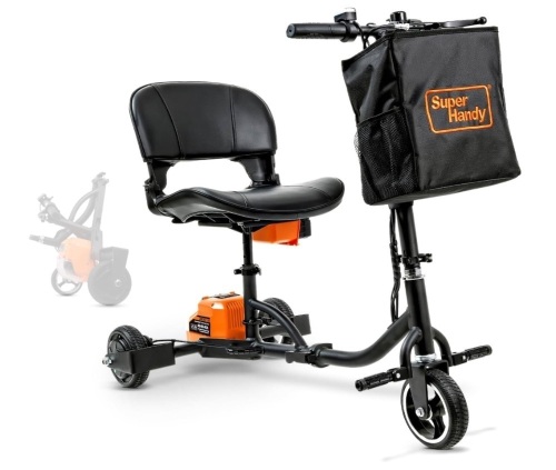SuperHandy Passport Mobility Scooter for Adults- Foldable, 3 Wheel, Airline Travel Friendly - 13 Mile Range, Includes 2 Removable 44.4V Lithium-ion Batteries & Charger - Lot 21JF