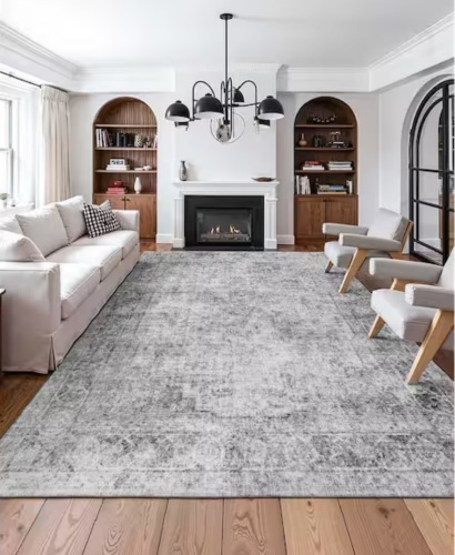 Gray 9 ft. x 12 ft. Boho Area Rug, Washable, Non-Slip, Tear-Resistant, Pet and Child Friendly - Lot 206JF