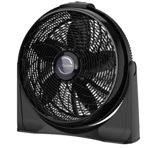Lasko Cyclone 20 in. 3 Speed Air Circulator Floor Fan for Home in Black with Wall Mount Option, Pivoting Head and Carry Handle - Lot 198JF