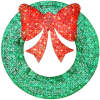 Pre-Lit Outdoor Christmas Wreath, LED Metal Holiday Decor w/ Bow - 48in - Thumbnail 1