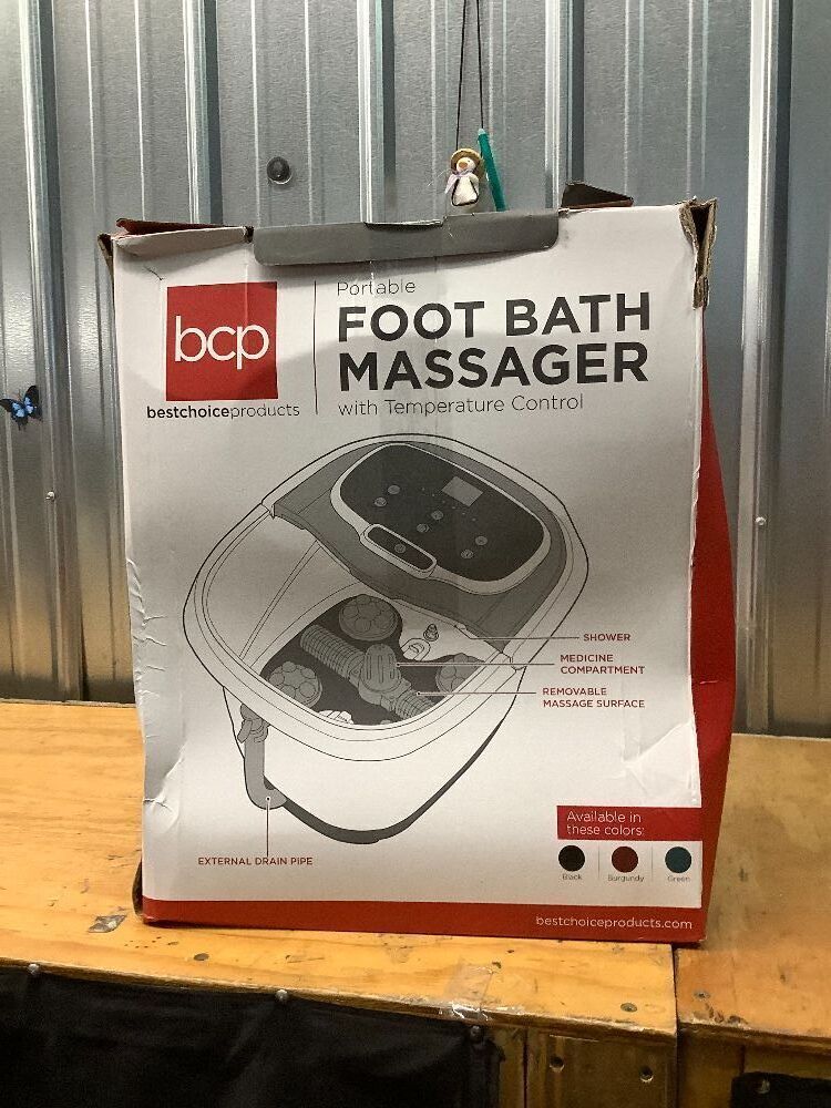 Portable Heated Shiatsu Foot Bath Massage Spa w/ Pumice Stone, Waterfall, Adjustable Heat - Black - Image 3 - Lot 7905